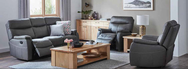 HARISSON 2RR+R+R LEATHER RECLINER SUITE - AS PICTURED
