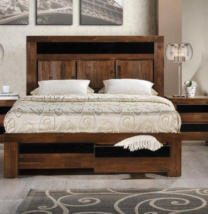 Queen Mandarin (AUSSIE MADE) Bed With 2 Under Storage Drawers - Assorted Colours