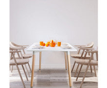 POLARIS DINING TABLE - 1200(W) x 800(D) - WHITE / BEECH LEGS