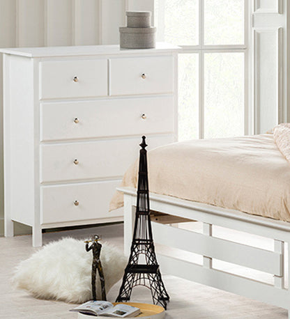 EMPRESS 5 DRAWER HARDWOOD / CUSTOM-WOOD TALLBOY - 1098(H) x 960(W) - WHITE