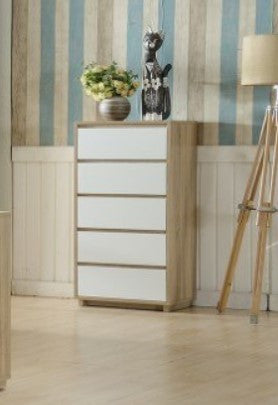 Charlie 5 Drawer Narrowboy - (MODEL:LS-095) - Oak / White