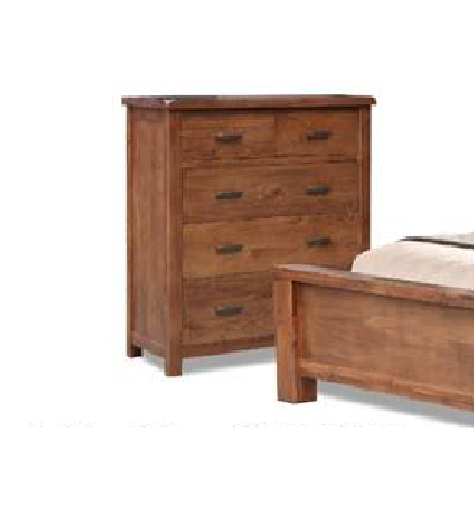 JAYDEN   KING 4 PIECE  TALLBOY BEDROOM SUIT  (3733) BED WITH PADDED HEADBOARD (MODEL - 7-5-15-18-7-9-1) - NUTMEG