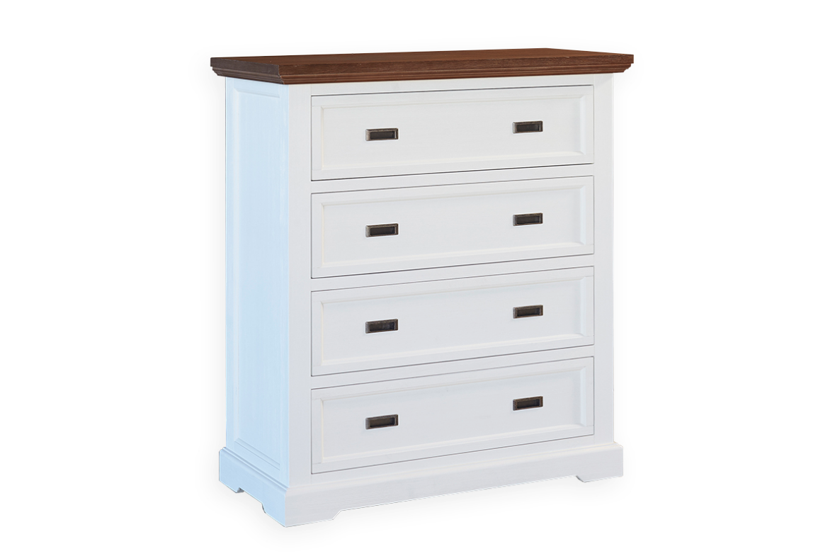 HAMPTONS QUEEN (CUSTOM MADE) 4 PIECE (TALLBOY) BEDROOM SUITE - ASSORTED COLOURS