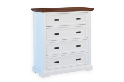 HAMPTONS QUEEN (CUSTOM MADE) 4 PIECE (TALLBOY) BEDROOM SUITE - ASSORTED COLOURS