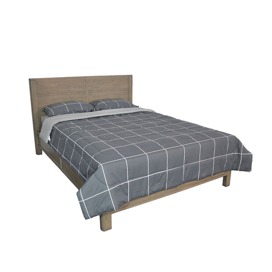 QUEEN TERRENCE   RECYCLED TIMBER PANEL  BED - WASHED OAK