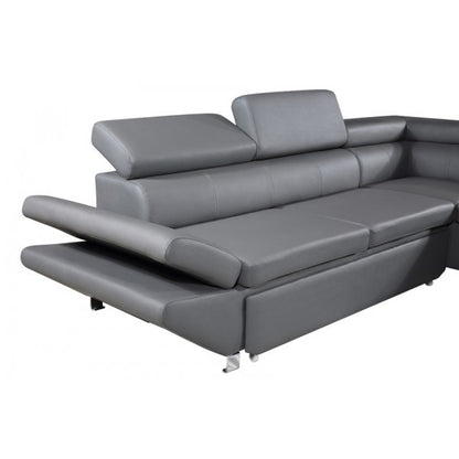 PRESTIGE  3 SEATER LEATHER RIGHT CHAISE LOUNGE SUITE (MLC-8869R-GREY)  - GREY
