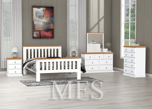 QUEEN CRONULLA (AUSSIE MADE) BED WITH MATCHING FOOT END - 2 TONE - ASSORTED COLOURS