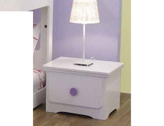 Tic-tac-toe 1 Drawer Bedside Table - Snow / Blue Or Snow / Lilac