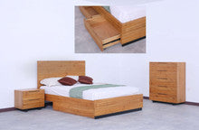 TUSCANY KING 4 PIECE TALLBOY BEDROOM SUITE WITH SIDE DRAWER BOX - WORMY CHESTNUT