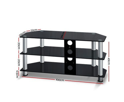 MARTINS 3 TIER TEMPERED GLASS ENTERTAINMENT TV  STAND - BLACK
