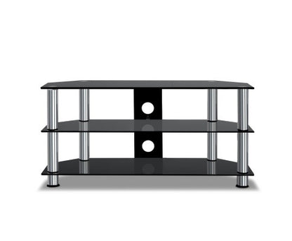 MARTINS 3 TIER TEMPERED GLASS ENTERTAINMENT TV  STAND - BLACK