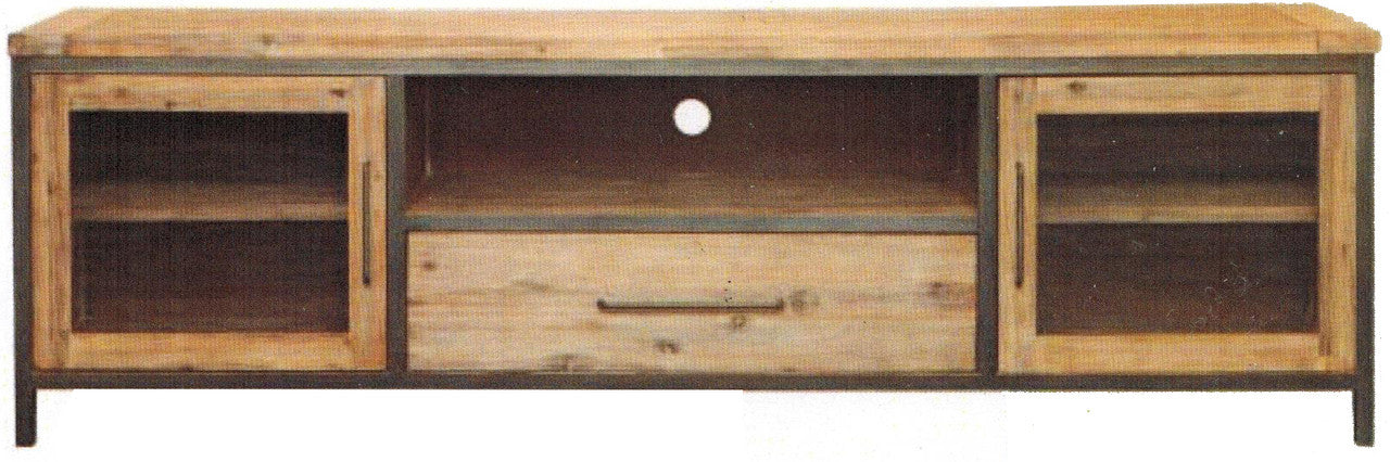 Cember Hardwood TV Unit With 2 Doors , 1 Niche , 1 Drawer - (16-15-18-20-12-1-14-4) - 680(H) X 2190(W) - Walnut