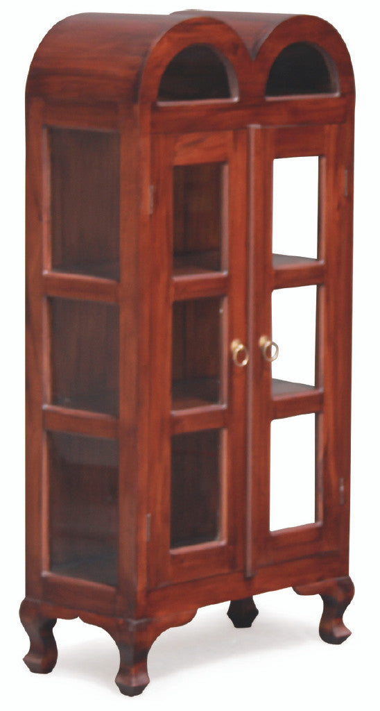 DOUBLE SMALL  DOME 1250(H) X 590(W) DISPLAY CABINET (DC 200 DDS) - CHOCOLATE OR MAHOGANY