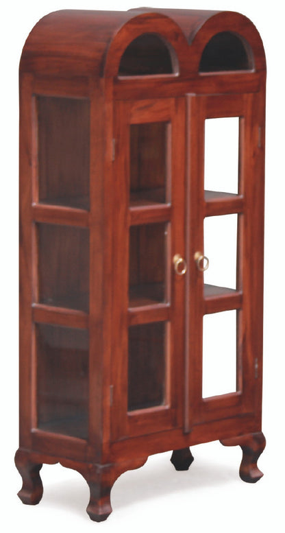 DOUBLE SMALL  DOME 1250(H) X 590(W) DISPLAY CABINET (DC 200 DDS) - CHOCOLATE OR MAHOGANY