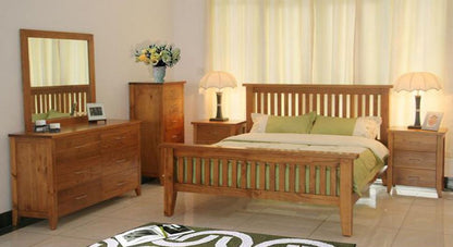 DAKOTA DOUBLE OR QUEEN  5 PIECE  DRESSER  BEDROOM SUITE  ( MODEL - 4-5-22-15-14-16-15-18-19) - CHESTNUT OR WALNUT