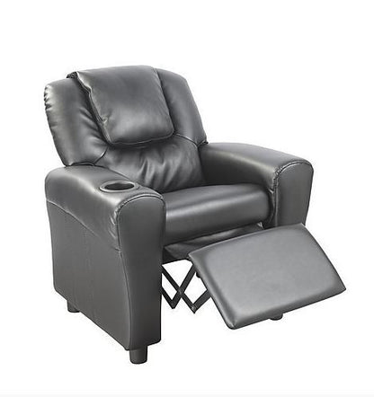 LEATHER (LDF-2009) KIDS SINGLE RECLINER CHAIR - BLACK