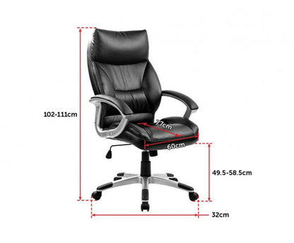 CHASEN PU LEATHER EXECUTIVE OFFICE CHAIR - BLACK