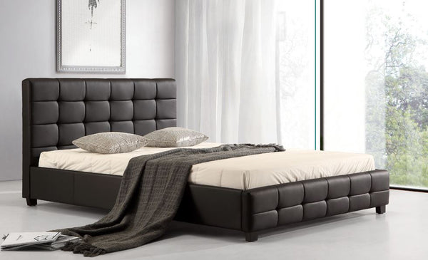 QUEEN (ING-QBGC) DELUXE LEATHERETTE BED - BLACK OR BROWN