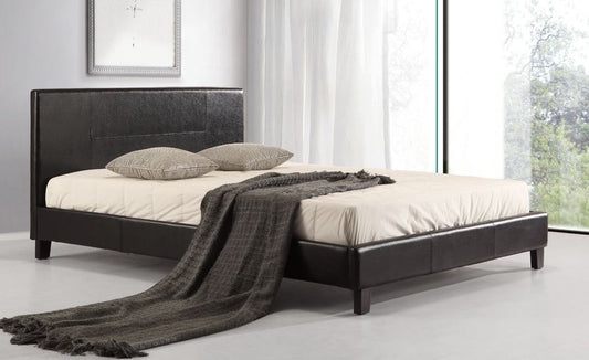 QUEEN (ING-QBFB-BLACK) DELUXE LEATHERETTE BED   - BLACK