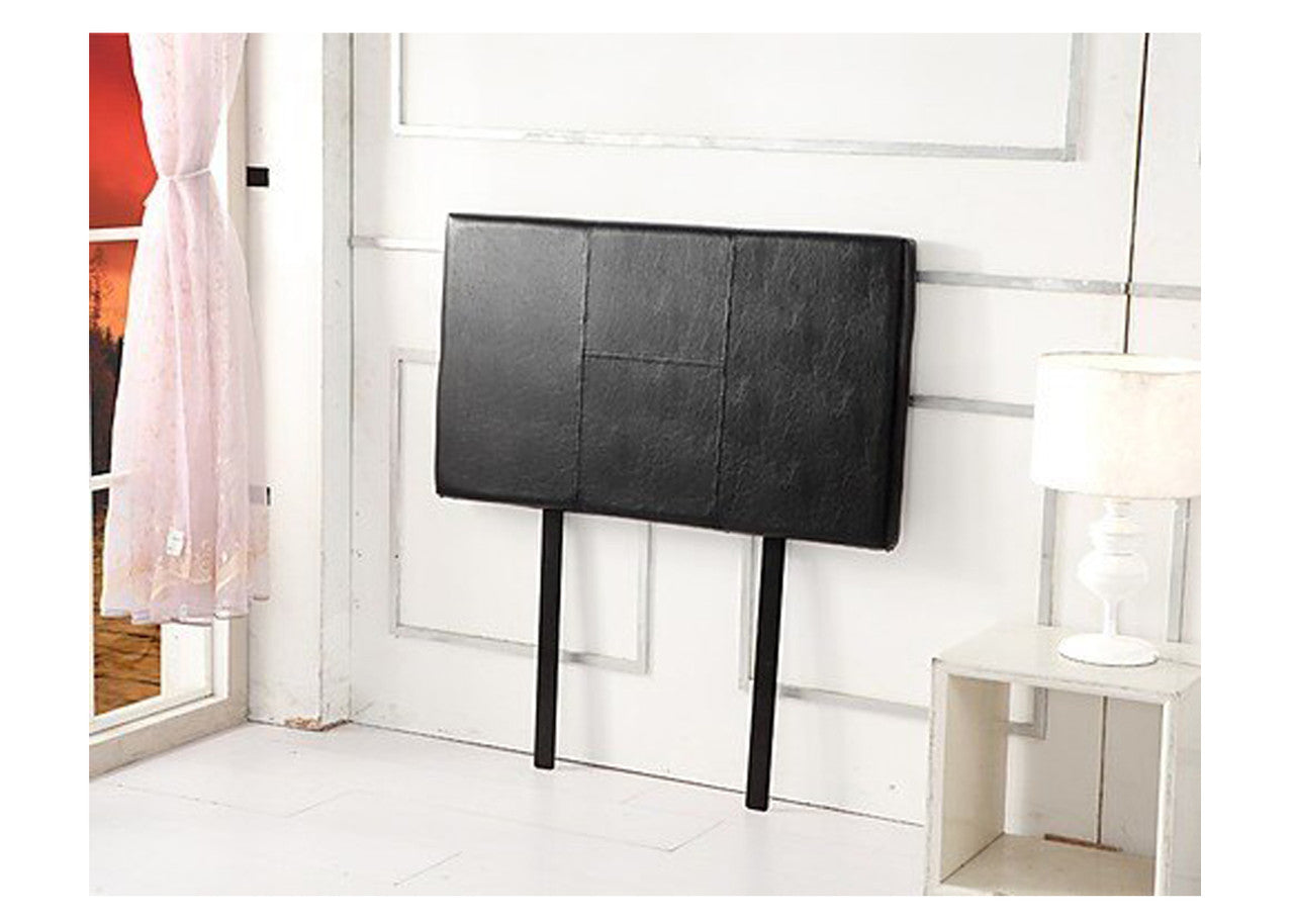 SINGLE ALDHIBA LEATHER HEADBOARD BEDHEAD - BLACK
