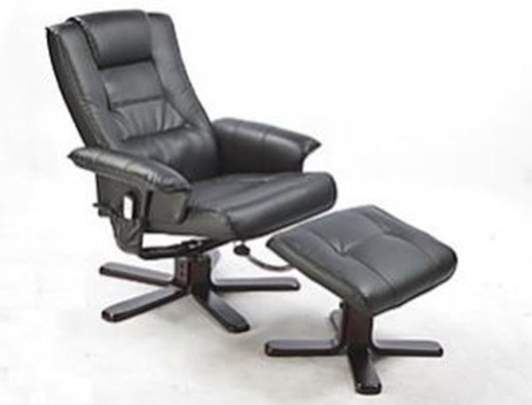 LEATHERETTE (LDF-5009) MASSAGE CHAIR RECLINER WITH OTTOMAN AND REMOTE - BLACK