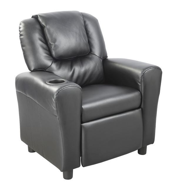 Leather (LDF-2009) Kids Single Recliner Chair - Black