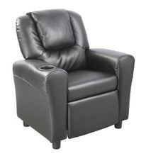 LEATHER (LDF-2009) KIDS SINGLE RECLINER CHAIR - BLACK