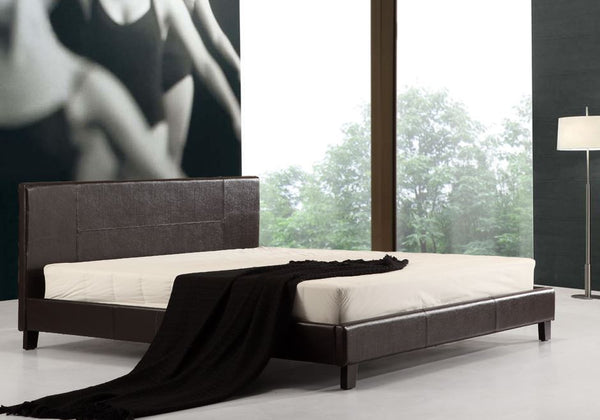 KING (ING-KBFB) LEATHERETTE  BED FRAME  - BROWN