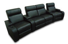 VEGAS 4 SEAT HOME THEATRE SUITE - 100% FULL LEATHER - DARK CHOCOLATE OR BLACK (PICTURED)