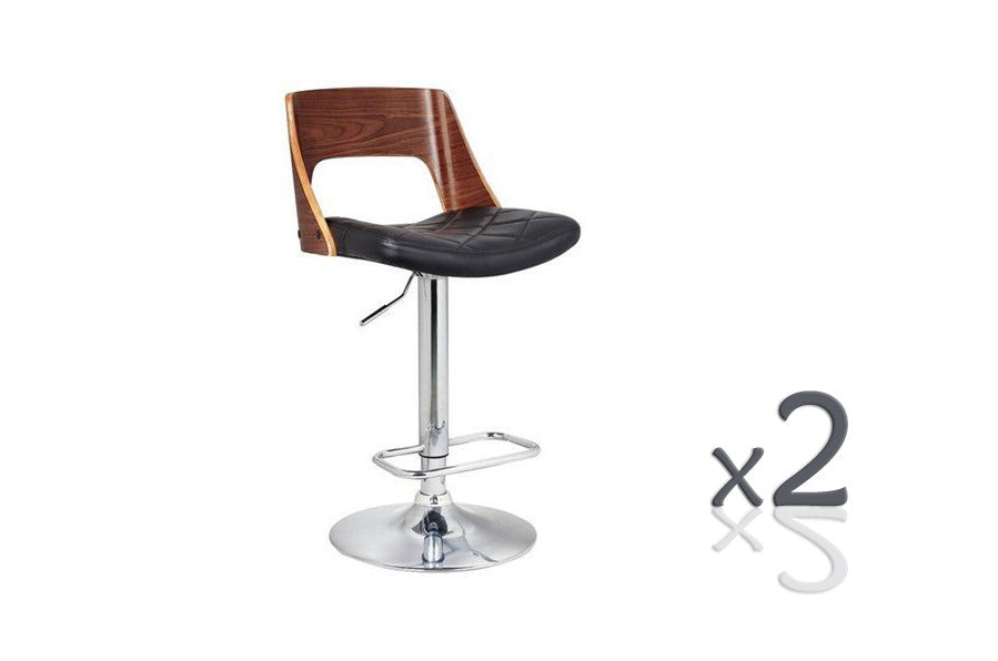 Verona Bentwood Gas Lift (SET OF 2) Barstools - Seat: 900-1120(H) - Black