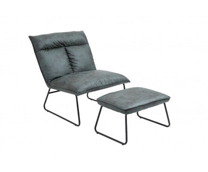 CYPRESS UPHOLSTERED LOUNGE CHAIR WITH FOOTSTOOL - DARK GREEN