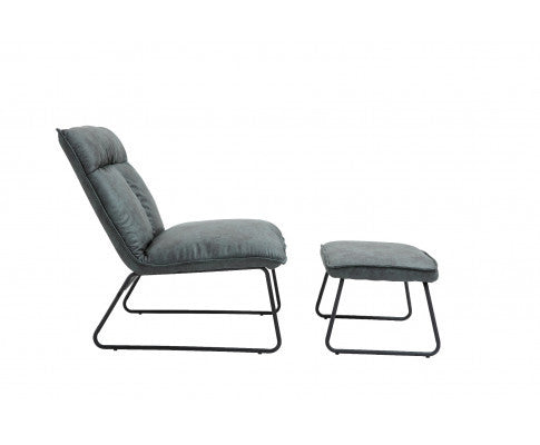 CYPRESS UPHOLSTERED LOUNGE CHAIR WITH FOOTSTOOL - DARK GREEN