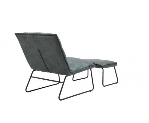CYPRESS UPHOLSTERED LOUNGE CHAIR WITH FOOTSTOOL - DARK GREEN
