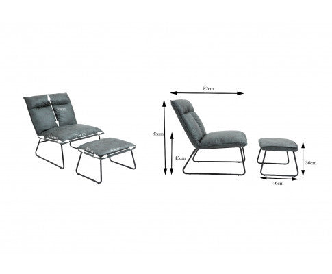 CYPRESS UPHOLSTERED LOUNGE CHAIR WITH FOOTSTOOL - DARK GREEN