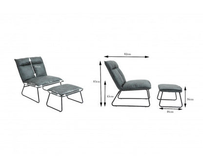 CYPRESS UPHOLSTERED LOUNGE CHAIR WITH FOOTSTOOL - DARK GREEN