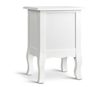 VINTAGE STYLE BEDSIDE WITH 2 DRAWERS - WHITE