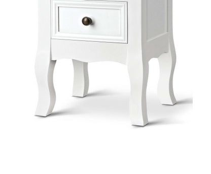 VINTAGE STYLE BEDSIDE WITH 2 DRAWERS - WHITE