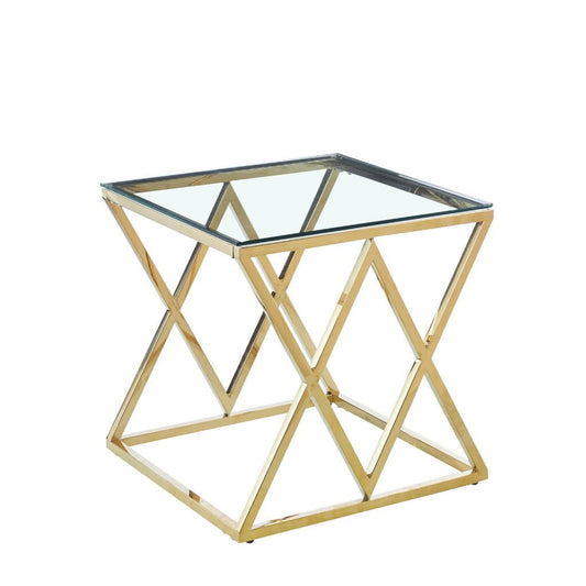 PARISIAN LAMP TABLE WITH GLASS TOP -  550(W) - GOLD