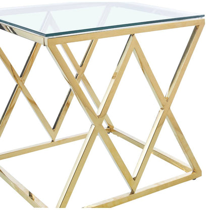 PARISIAN LAMP TABLE WITH GLASS TOP -  550(W) - GOLD