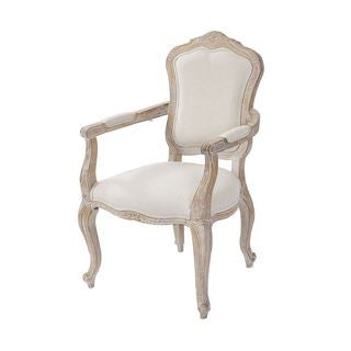 BICHIR (SET OF 2) ARM CHAIR -  FABRIC BEIGE / WHITE WASHED