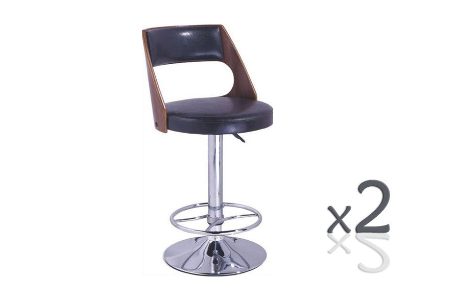 Waterloo Bentwood Gaslift (SET OF 2) Bar Stools - Seat: 900 -1120(H) - Brown