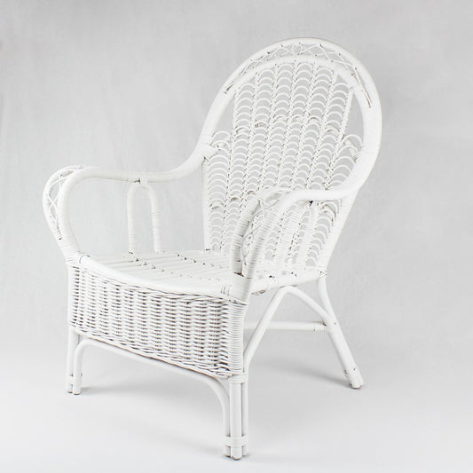 OLIVIA  RATTAN ARM CHAIR - WHITE