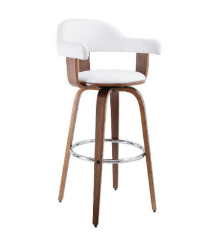 MILLAN SWIVEL LEATHERETTE BAR STOOL -  WHITE