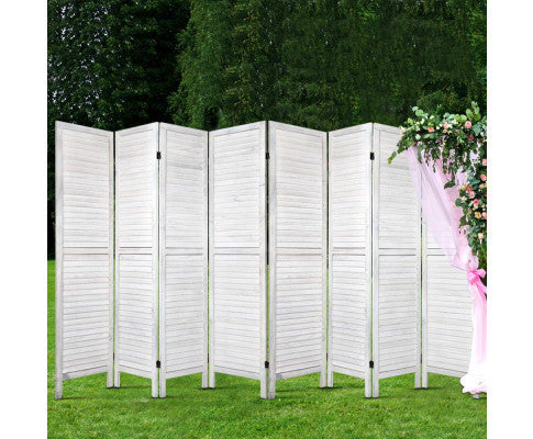 ROLLY ROOM DIVIDER PRIVACY SCREEN  FOLDABLE 8 PARTITION STAND - WHITE