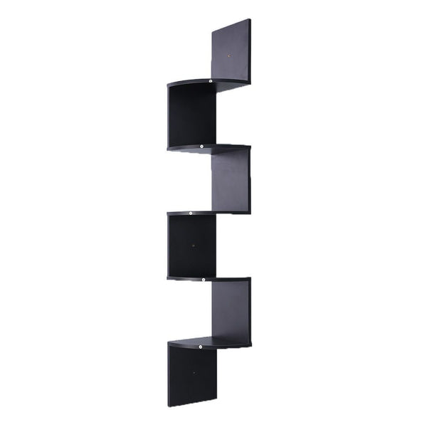 CHERRIO 5-TIER CORNER WALL SHELF DISPLAY STORAGE SHELVES - BLACK