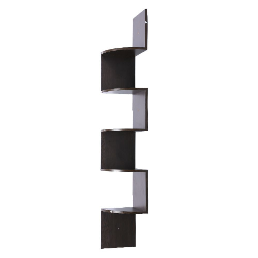 CHERRIO 5-TIER CORNER WALL SHELF DISPLAY STORAGE SHELVES - DARK BROWN
