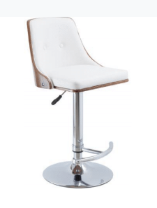 FLORENCE GAS LIFT  BAR STOOL - WHITE + WALNUT