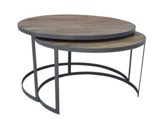 XABL ROUND COFFEE TABLE (SET OF 2) - 800(W) X  800(D) - FRENCH GREY