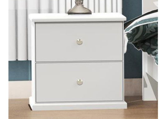 Elise 2 Drawer Bedside Table - 600(H) X 450(W) X 400(D) - White
