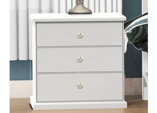 Elise 3 Drawer Bedside Table - White